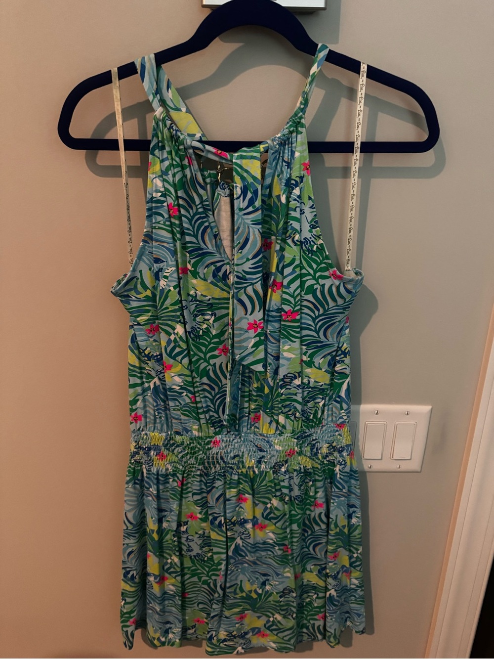 Lilly Pulitzer Pink-Accent Tropical Halter Romper